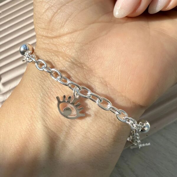 Pulsera edem con bolitas +ojito turco