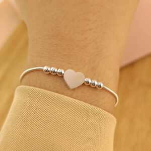 Pulsera cola de ratón +bolitas +dije corazón