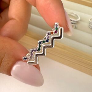 Anillo gine- piedras coloridas t/ 17-18