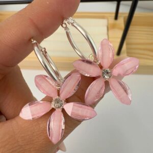 Argollas flor fuxia- rosado