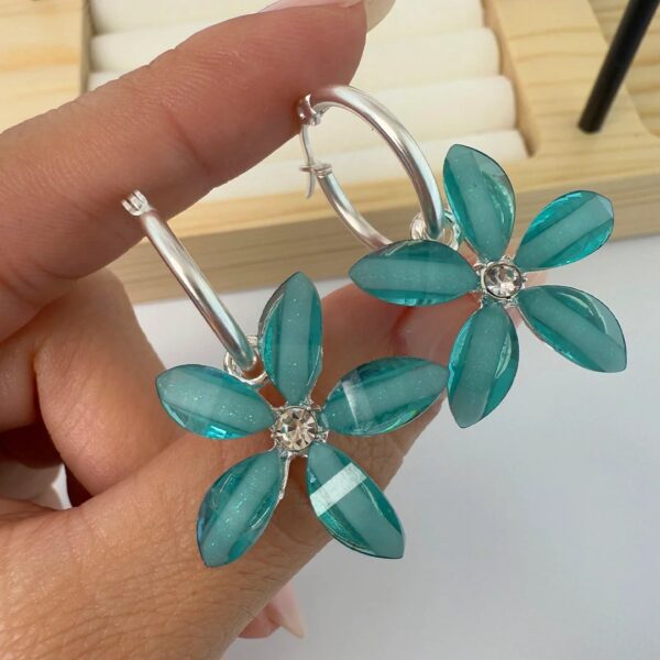 Argolla flor fucsia- verde