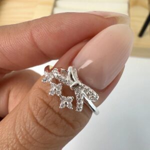 Anillo falange piedritas - moños