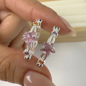 Anillo estrella rosada- piedras coloridas