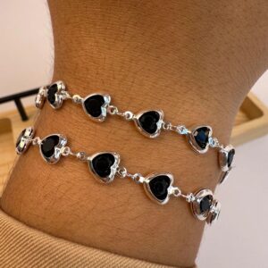Pulsera corazones negro