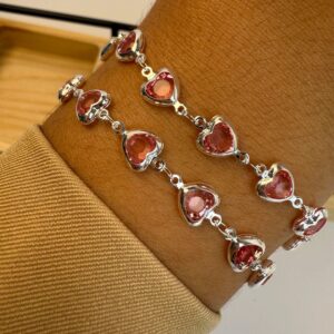Pulsera corazones- rosado