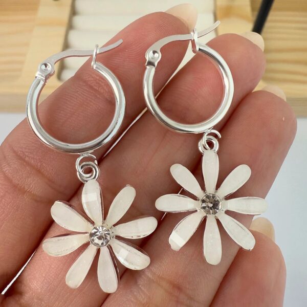 Argollita rosada acero blanco