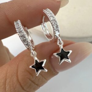 Argollas estrellas milia- negro