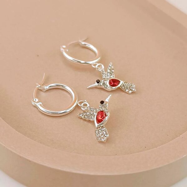 Argollas dije colibrí-rojo/ naranjado