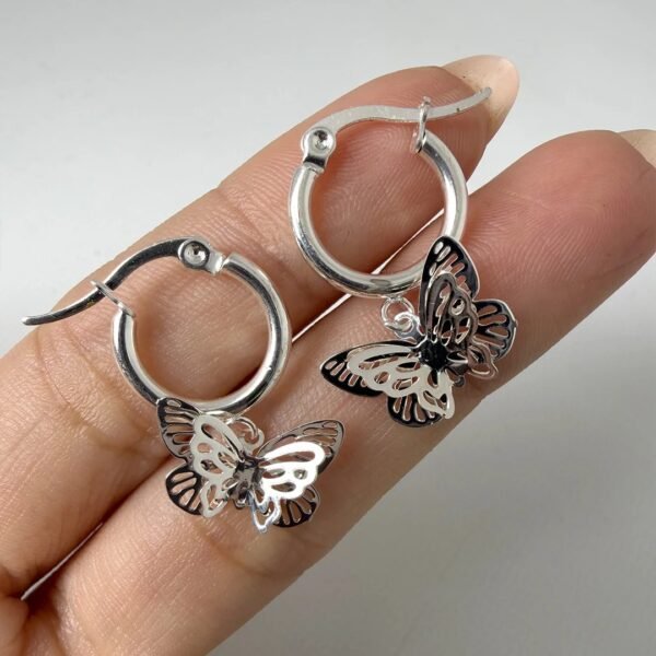 Argollas mariposa calada acero blanco