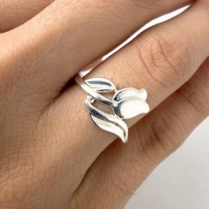 anillo florcita acero blanco