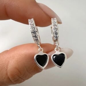 Argollas corazón sire- negro