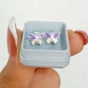 ABRIDOR MARIPOSA- ESMALTADA COLORES LILA Y BLANCO