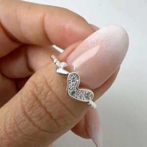 Anillo malu corazones - acero blanco