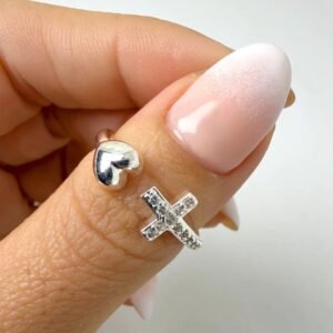 Anillo falange cruz -+corazón